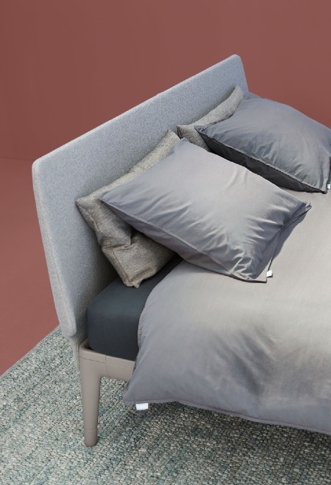 Auping Essential staal warm grey,04,hoofdbord gestoffeerd,Heaven 65 grey grijs